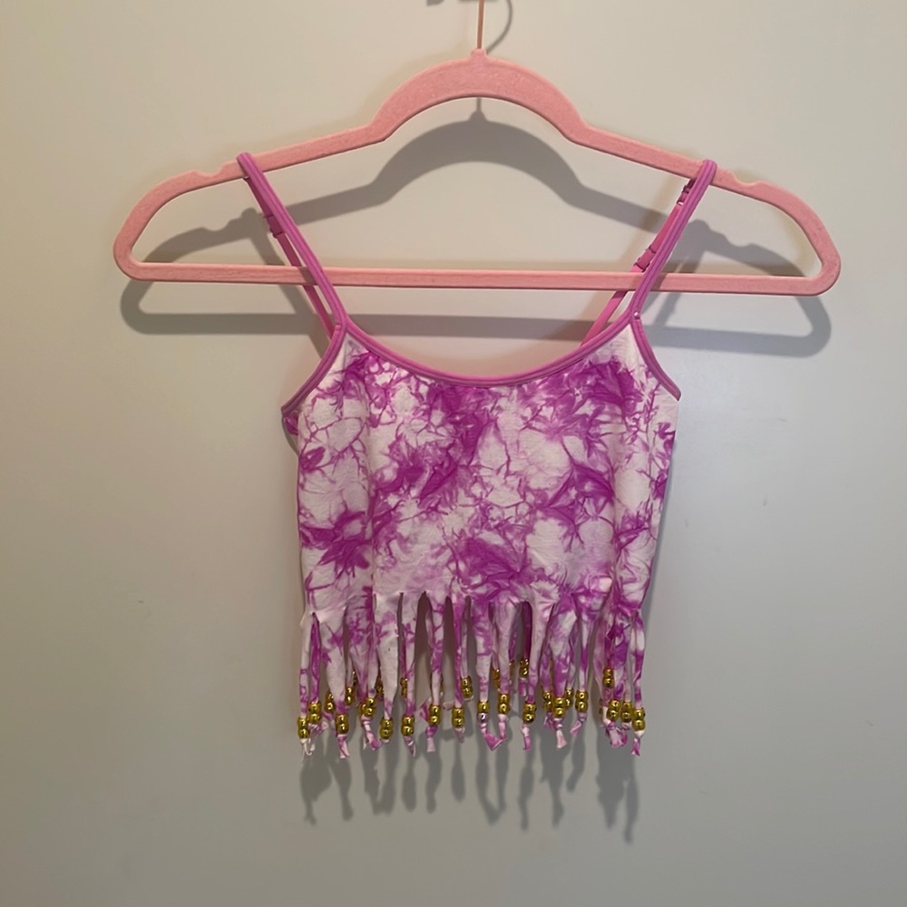 Tye dye fringe crop top